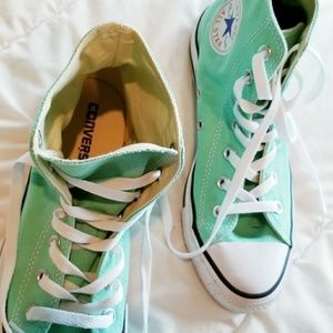 Mint green converse high tops
